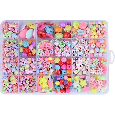 Kit de loisirs créatifs printanier avec perles à faire soi-même - Kit de création de bijoux pour enfants - Atelier bracelets et colliers avec 24 modèles (1/5)