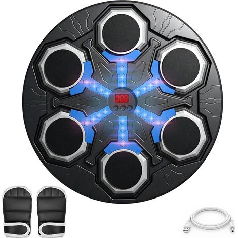 Machine de Boxe Musicale, Entraîneur de Frappe Interactif avec Gants de Boxe, Cible de Boxe Électronique Mural de Grande Taille avec Lumières d'Entraînement RGB, 15 Modes et 15 Vitesses pour Gym à Dom (1/5)