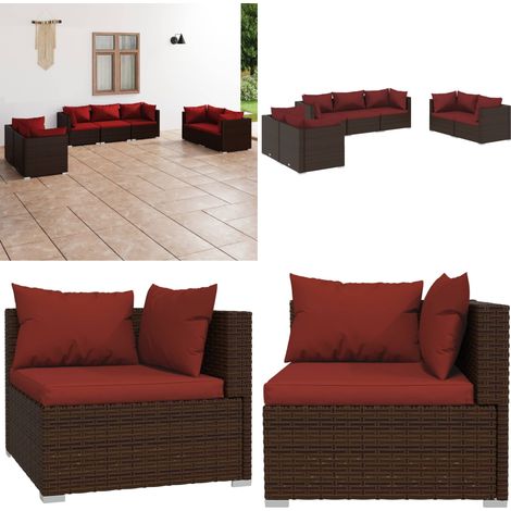 Salon de jardin 7 pcs avec coussins Résine tressée Marron - Salon De Jardin - Ensemble De Salon De Jardin - Meuble De Jardin - Canapé Extérieur - Mobilier De Jardin - Home & Living (1/5)
