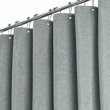 Ecleanfy - Rideau de douche extra long 180 x 240 cm, grand rideau de douche effet lin avec 12 crochets en plastique, rideau de douche classique en polyester (1/5)