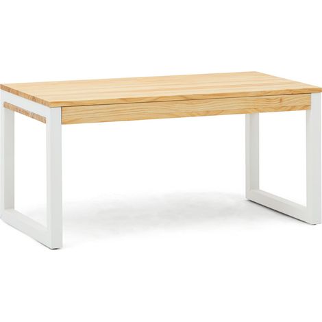 Mesa Elevable iCub 50x120x49cm tablero 18mm ECO Blanca en madera maciza acabado natural estilo nórdico industrial Box Furniture