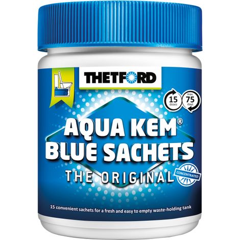 Chemischer WC-Zusatz Aqua Kem Blue, Packung mit 15 Beuteln
