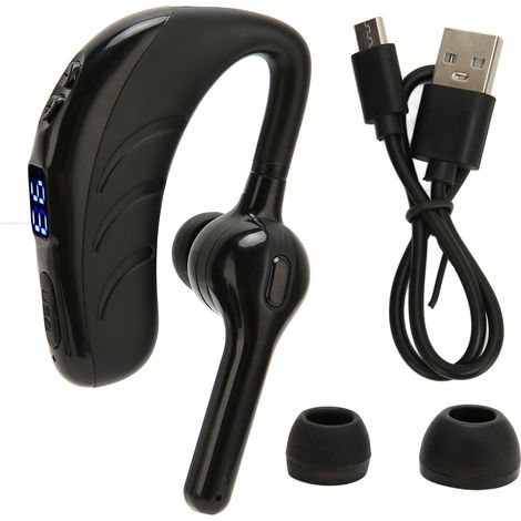 Écouteur Bluetooth Oreillette Mains Libres Réduction de Bruit Unisexe Casque Bluetooth à Affichage de Batterie pour Sport Noir (1/5)