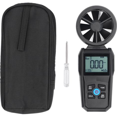 Anemometro digitale ad alta precisione, ventola rotante a 180 gradi, display LCD, misuratore di velocità del vento, misurazione di temperatura e umidità. (1/5)