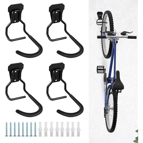 Ensemble de 4 Crochets verticaux, cintres de vélo, Crochets Robustes Support de Porte-vélos Mural, pour Garage，range velo，Support Vertical de Vélo，support velo sol