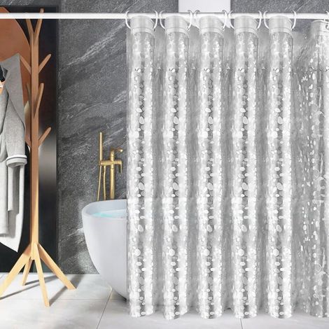 Rideau De Douche Anti Moisissure, 180X200cm Rideau de Salle de Bain de Baignoire avec 12 Crochets, Imperméable Tissu Lavable, pour Baignoire, Salle de Bain (1/5)