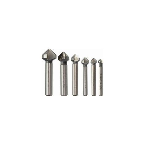 Jeu de 6 fraises à chanfreiner, fraises à chanfreiner HSS à 90°, fraises à chanfreiner cylindriques, outils à visser pour le bricolage, bois, métal, PVC, 6 3/8, 3/10, 4/12, 4/16,5/20,5 mm (1/4)