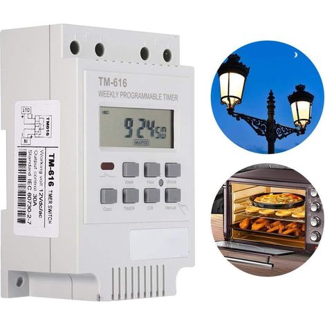 One Piece 220V Programmateur hebdomadaire numérique Commutateur de minuterie Économie d'énergie Appareil Commutateur Lampe TV Radio Appareils électroménagers (Blanc) -75 52 116mm (1/4)