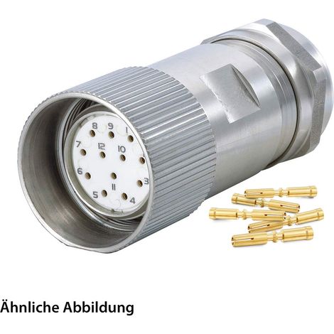 HUMMEL SET inkl. Kontakte M23 Signal INOX Kabelsteckverbinder EMV, Crimpein. gerade Polzahl 19-pol., Buchse Kabelabgang gerade, Klemmbereich 5,0mm - 10,0mm - 1 Stück