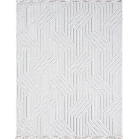 ORIGAMI - Tapis à relief géométriques moderne blanc 160x230 (1/5)