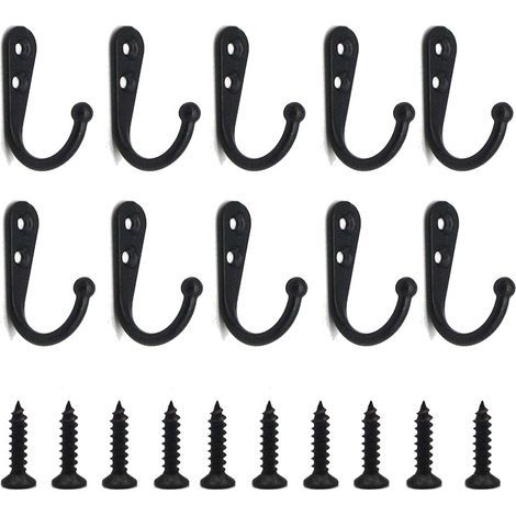 20 Pack Black Wall Hooks with Screws for Hanging Pocket Towel Bathrobe Keys Space Saving (1/5)