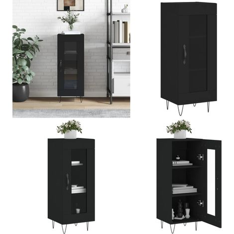 Buffet Noir 34,5x34x90 cm Bois d'ingénierie - Buffet Noir - Meuble De Rangement - Armoire Design - Mobilier Moderne - Commode - Home & Living (1/5)