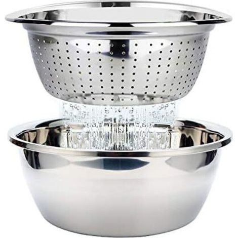 Passoire Passoire en acier inoxydable et ensemble de bols à mélanger Ensemble de bols de passoire à salade Ensemble de bols à salade empilables, 26 cm