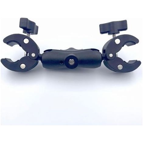 mit Doppelklemme für Stühle. freihändiger Schirmhalter für Kinderwagen. Fahnenmasthalter. groß. schwarz-x (1/4)