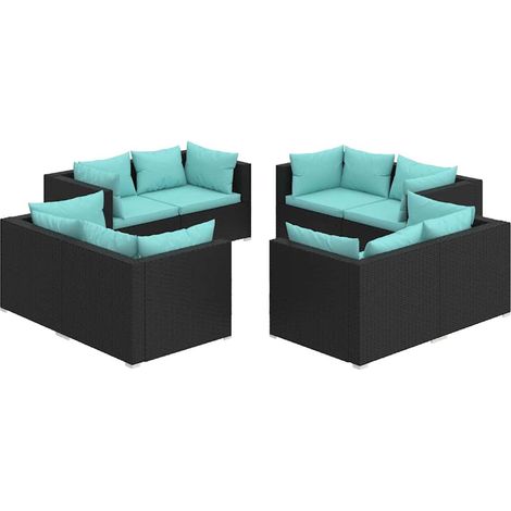 Maison Exclusive - Set Salotto da Giardino 8 pz con Cuscini in Polyrattan Nero (1/5)