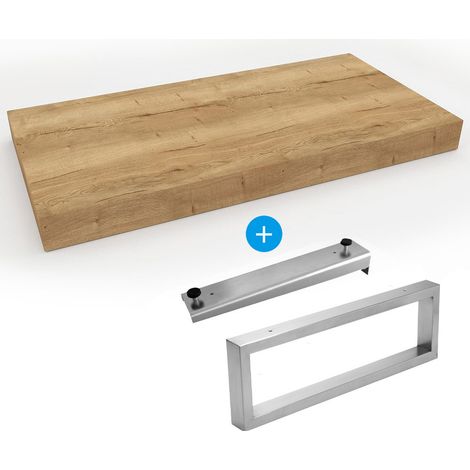 Egger Set Mobile naturale 120x8x50 cm + miscelatore 39,5 cm + portasciugamani 45 cm, marrone chiaro (DO12050DH-FIX2)