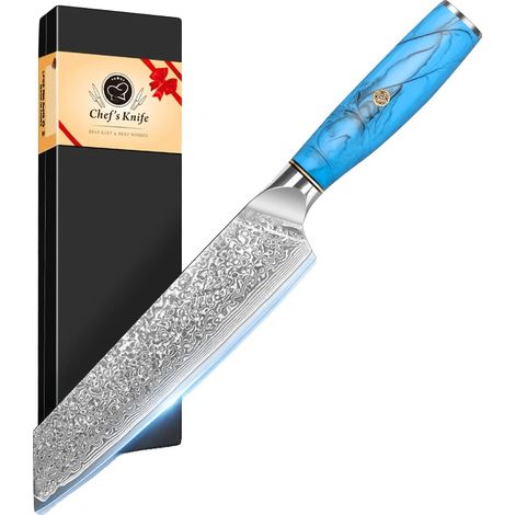 Cuchillo de chef, hoja de acero de Damasco, mango ergonómico, Gyuto Chef (1/2)