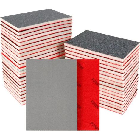 Lot de 24 éponges de ponçage, papier de verre grain 2500, utilisation à sec et humide, éponge de ponçage flexible, convient aux plaques de plâtre, au métal et à la peinture. (1/5)