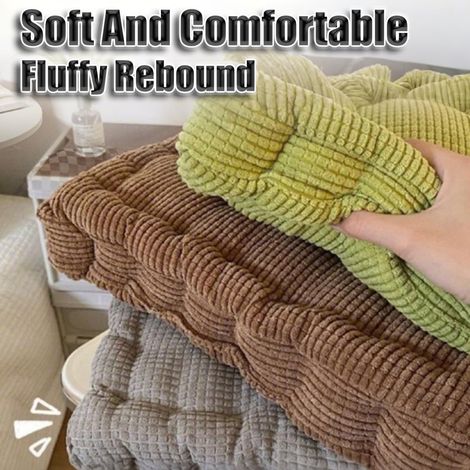 Coussins de chaise ronds JeiibrZui 40 cm - Lot de 2 en velours côtelé doux - Antidérapants et lavables avec fermeture éclair - Blanc - Idéaux pour salle à manger, cuisine et terrasse (1/5)