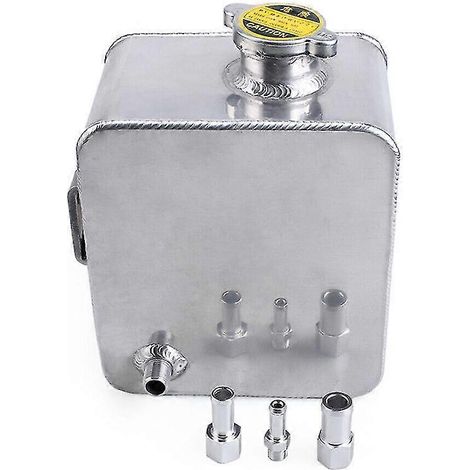Réservoir de trop-plein de liquide de refroidissement automobile 2,5 L avec bouchon, en aluminium universel / argent (1/5)