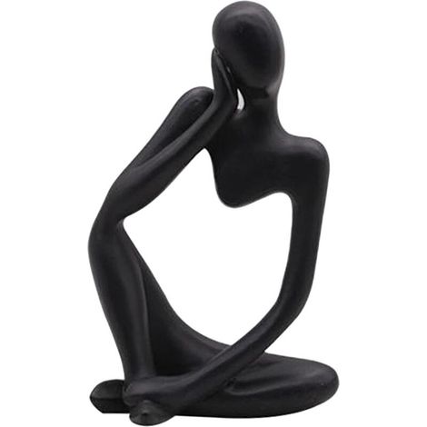 La Statue du penseur, Résine Penseur Sculpture Abstraite Statue Caractère Moderne Figurines Accueil Décor Bureau de Bureau Ornement d'anniversaire Cadeaux Noir Gauche (1/5)