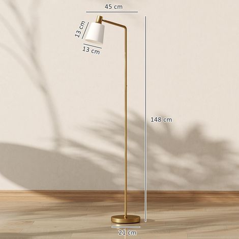 Lampadaire LED à intensité variable avec 3 températures de couleur (3000K-6500K), abat-jour pivotant, ampoule E27, blanc et or (1/5)