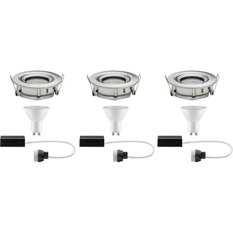 Paulmann Spot encastrable pour salle de bains jeu de 3 21 W fer (brossé) X236252 (1/10)