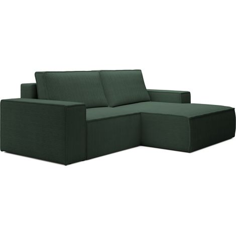 Selsey Farese Mini – Ecksofa mit Cordbezug, Schlaffunktion und Stauraum, Dunkelgrün, rechts (1/5)