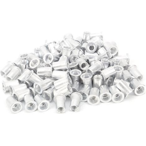 Lot de 100 écrous à rivets M8 à tête plate en aluminium pour acier, alliage, cuivre, plastique (1/4)