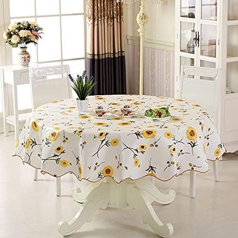 Nappe imperméable Huile Nappe Ronde Fleur PVC Nappe Maison Cuisine Salle à Manger-Voir Tableau, Rond 180cm (1/5)
