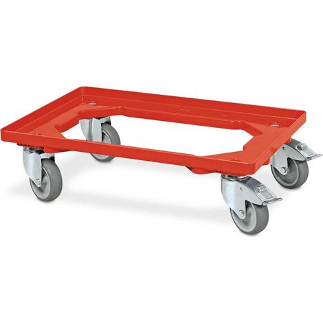 BRB Transportroller für 60 x 40 cm Behälter, rot, 4 Lenkrollen, 2 mit Feststellbremse