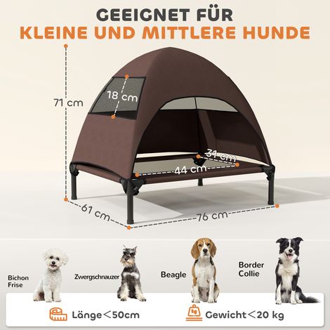 Panier d'extérieur surélevé avec toit pour chien de taille moyenne, 76 x 61 x 71 cm, couleur café (1/5)