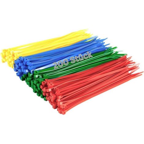 Kabelbinder 200 mm 4,8 mm Nylon rot grün blau 200 mm x 4,8 mm Multi (1/5)