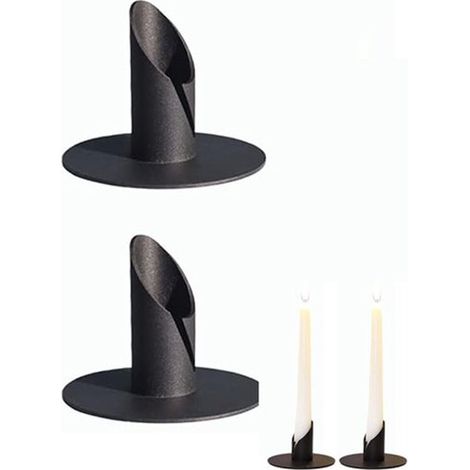 candelabros, Candelabros negros, Candelabros vintage negros para cena a la luz de las velas, Candelabros de hierro forjado, comedor, Negro (1/5)