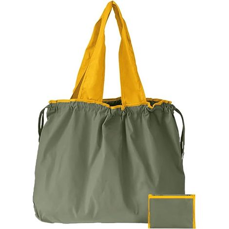 Bolsa de compras plegable - Grande, reutilizable y lavable - Con cordón y asa - Portátil para compras, viajes y acampadas - 1 unidad (1/5)