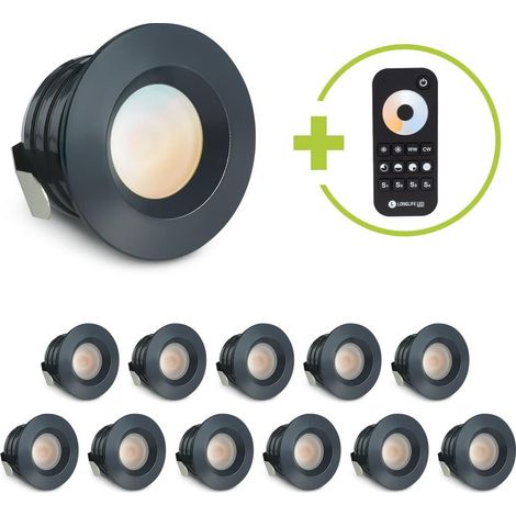 Einbaustrahler Mini flach Torino 3W CCT IP44 - Farbe: anthrazit RAL 7016 - Anzahl: 12x