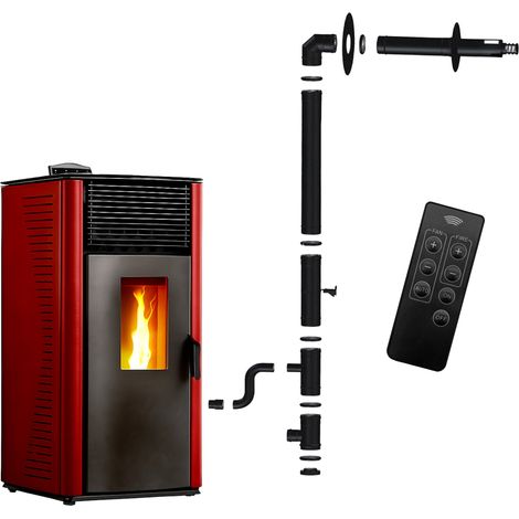 Stufa a pellet Anita 12 kW Bordeaux Sannover + Kit di installazione completo