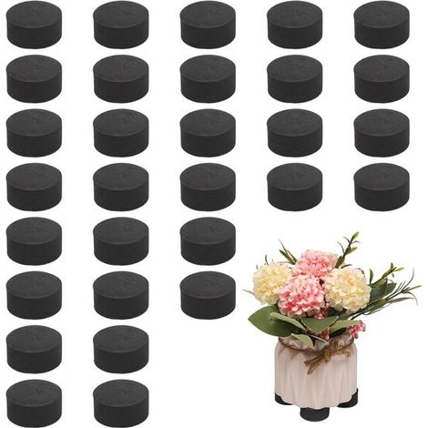 Pieds pour pots de fleurs - Lot de 30 - Supports pour pots - Rehausseurs de pots - Pieds triangulaires - Antidérapants - Respirants - Pour pots de fleurs et plantes d'extérieur - Noir - 3 cm x 1,5 cm (1/5)