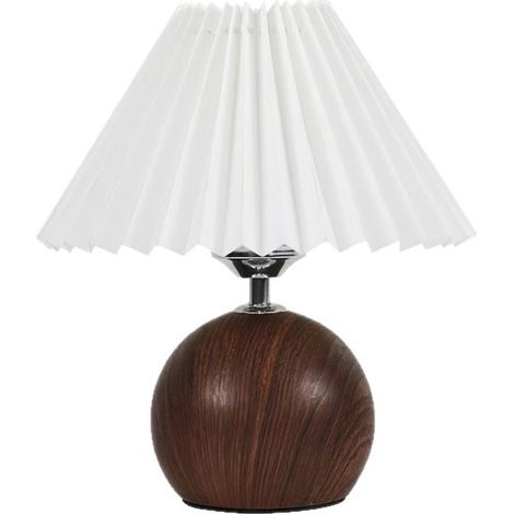 Lampe de table Abat-jour en papier Socle en bois de noyer 8.5x27cm (1/5)
