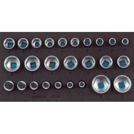 Modulo utensili 1500 CT1-19, set da 26 pezzi, modulo 1/3, innesto a cricchetto 1/2 pollice (1/4)