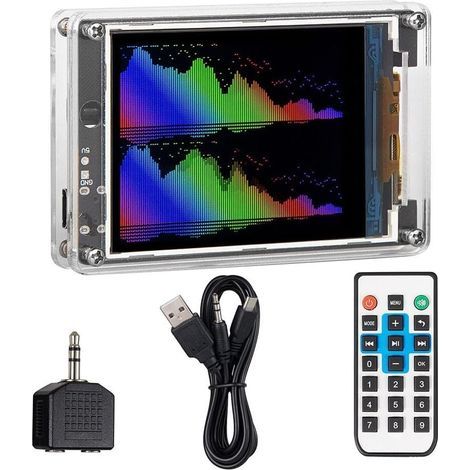 Schallpegelmesser mit Musikspektrumanzeige und LCD-Uhranzeige, Mikrofon- und Line-Eingang, 32-Bit-Prozessor für Heimstudio-Audiosysteme (1/5)