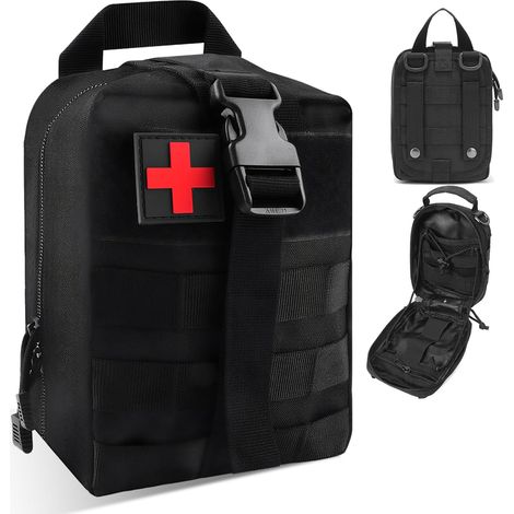 Trousse Secours Portable Kit, Sac De Premier Secours En Nylon Pour Maison, Bureau, Voyage (Noir) (1/5)