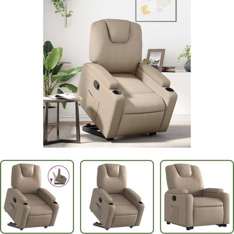 vidaXL Fauteuil pour personnes âgées - Fauteuil inclinable Cappuccino Similicuir (1/5)