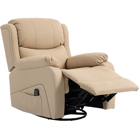 Fauteuil relax inclinable avec 8 points de massage, chauffage et repose-pieds, 87 x 97 x 100 cm, beige (1/5)