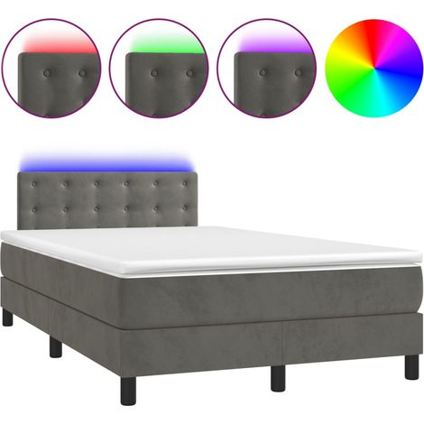 Maison Exclusive - Letto a Molle con Materasso e LED Grigio Scuro 120x200 cm (1/5)