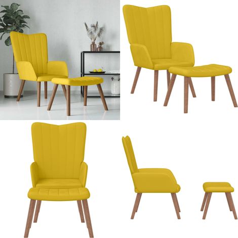 Chaise de relaxation avec repose-pied Jaune moutarde Velours - Fauteuil Relaxant - Chaise Lounge - Chaise Avec Repose-pieds - Mobilier Extérieur - Jardin - Home & Living