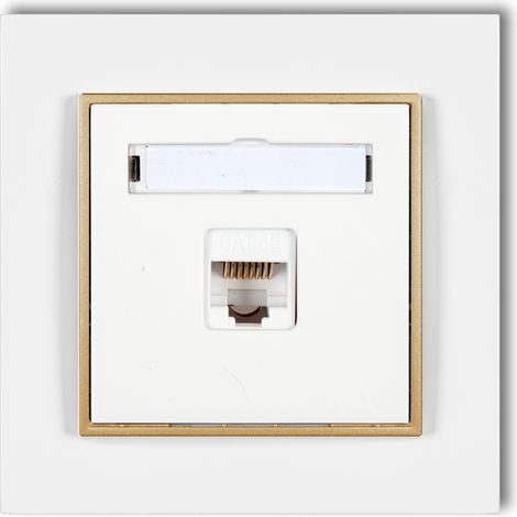 1 presa Internet con cornice Karlik mini colore bianco/oro (1/2)