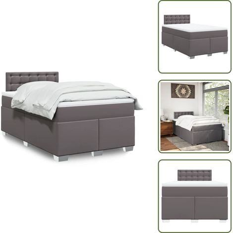 Sommier à lattes de lit avec matelas gris 120x190 cm similicuir - Sommier À Lattes De Lit - Sommiers À Lattes De Lit - Lit - Meuble De Chambre À Coucher (1/5)