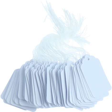 500 petites étiquettes de prix, 28 x 45 mm, blanches, à lier, avec ficelle, idéales pour présenter bijoux et vêtements. (1/5)