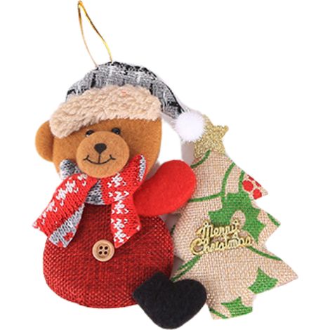 (1 Stück) (Khakifarbener Bär umarmt eine Tanne) Weihnachtsdekoration, Baumschmuck, kleine Puppe umarmt einen alten Mann, einen Schneemann, ein Rentier, Stoffbär, 14 cm x 13 cm, Stoff (1/2)